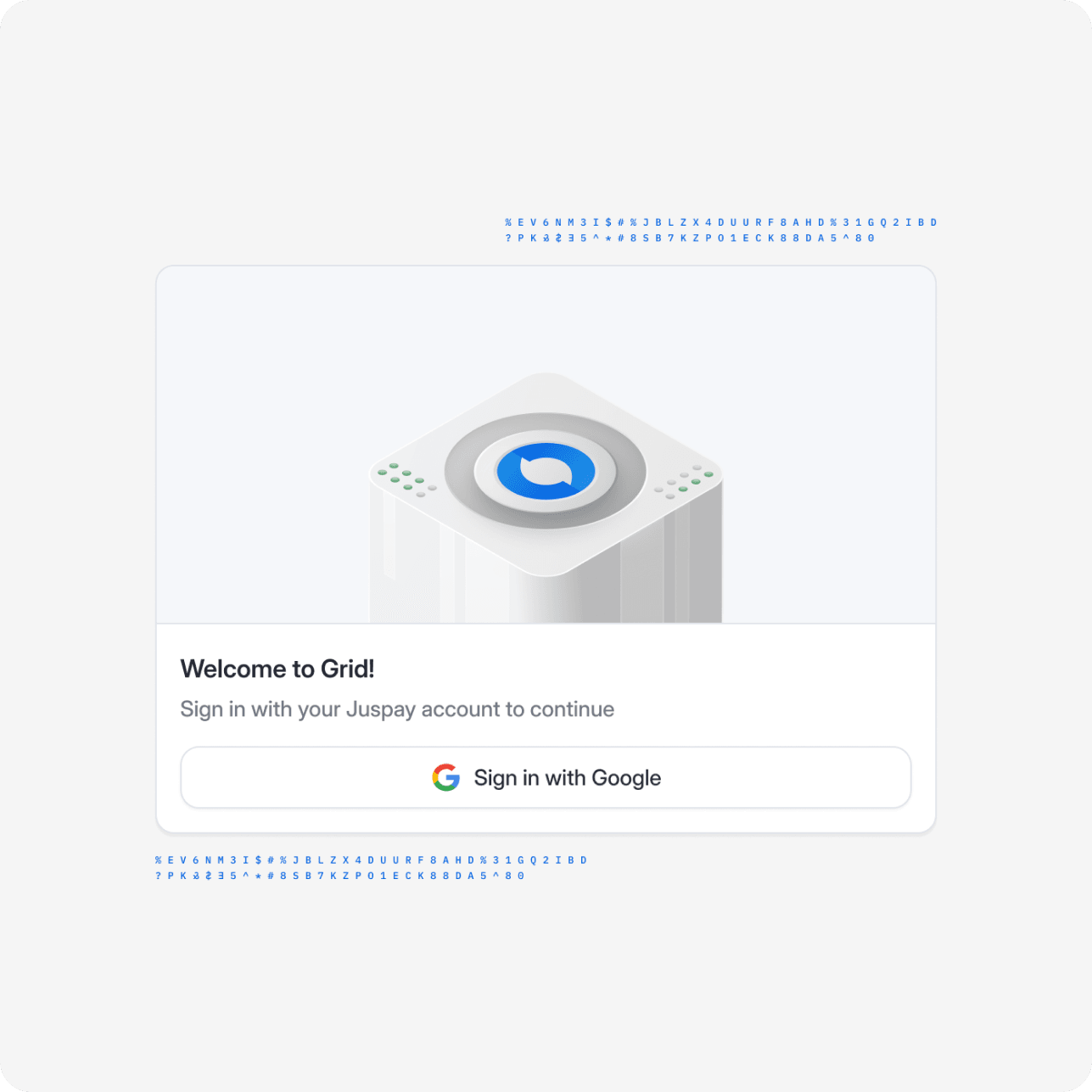Welcome to Grid sign-in screen with a Sign in with Google button