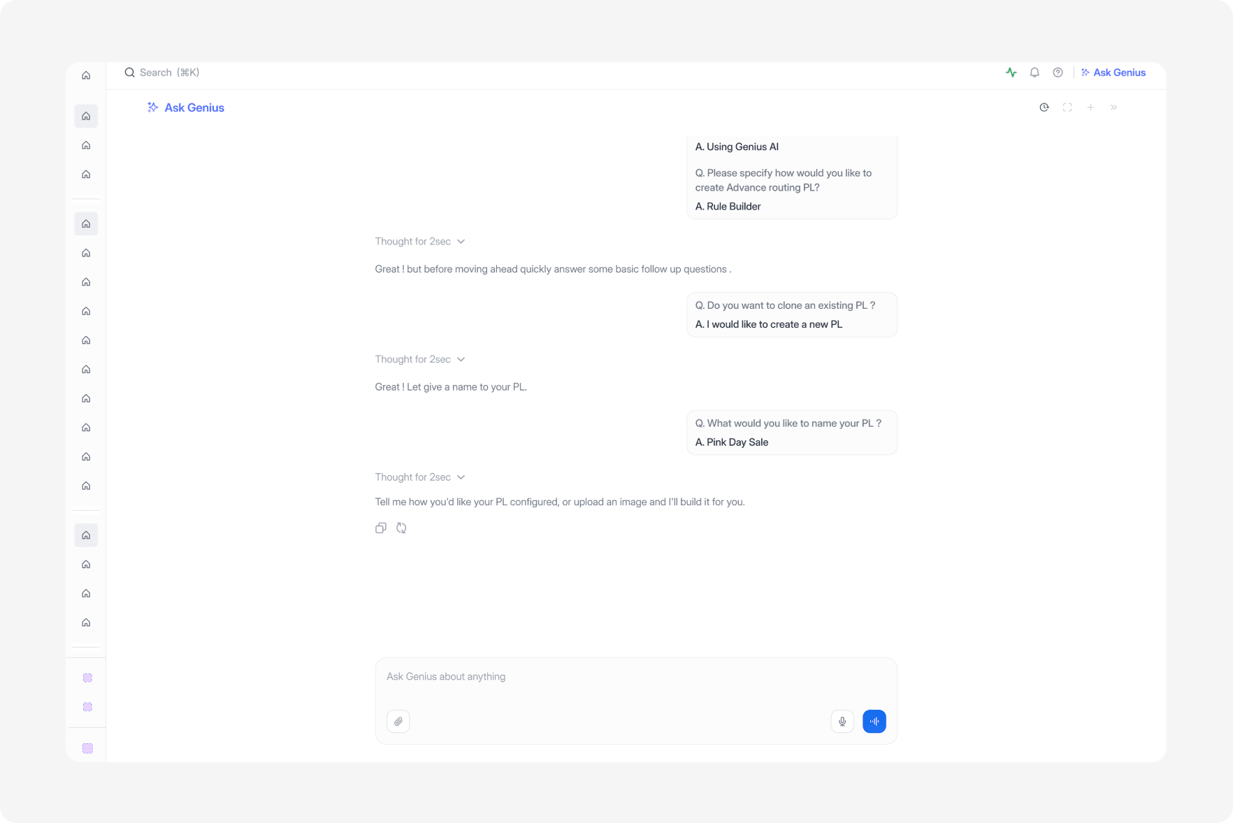 Screenshot of the visual rule canvas view